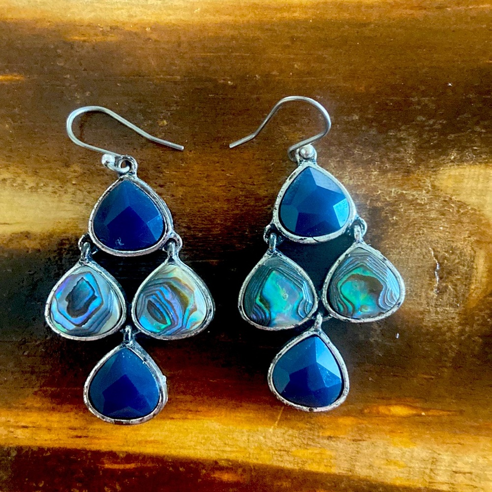 Lucky Brand Blue Teardrop & Abalone Trio Dangle Earrings